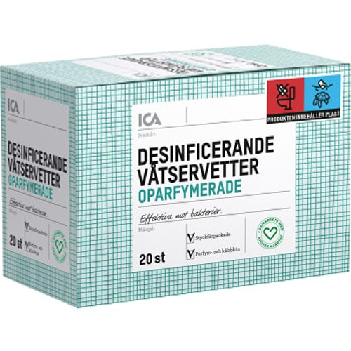 Våtservetter Desinficerande Oparfymerade 20-p ICA Hjärtat