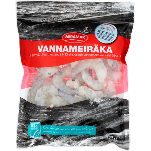 Vannameiräka skalade Fryst 400g Miramar