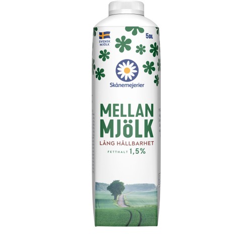 Mellanmjölk Lite längre hållbarhet 1,5% 5dl Skånemejerier