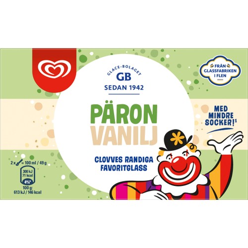 Glass Päron Vanilj Clovves Favorit 500ml GB Glace