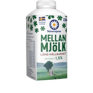 Mellanmjölk 1,5% Längre hållbarhet 2,5dl Skånemejerier