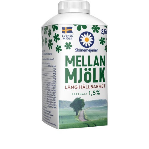 Mellanmjölk 1,5% Längre hållbarhet 2,5dl Skånemejerier