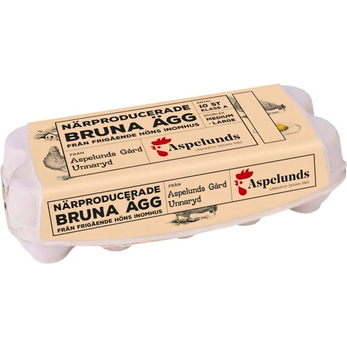 Ägg Bruna Frigående Inomhus M/L 10st Aspelunds Ägg