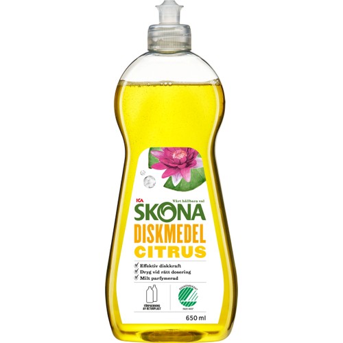Diskmedel Citrus 650ml Miljömärkt ICA Skona