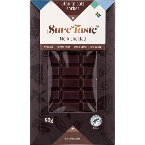 Choklad Mörk Utan Tillsatt Socker 90g SureTaste