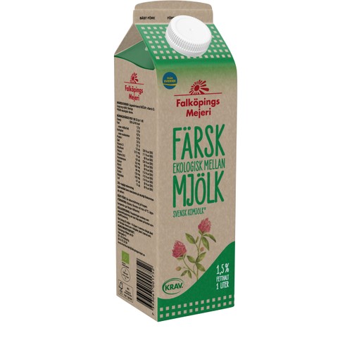 Mellanmjölk 1,5% 1l KRAV Falköpings Mejeri
