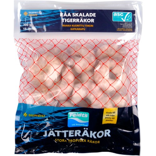 Tigerräkor Råa & Skalade Asc 16/20 300g Feldt's