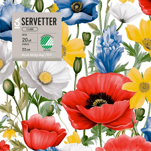 Servett 33cm Sommaräng 20-p ICA