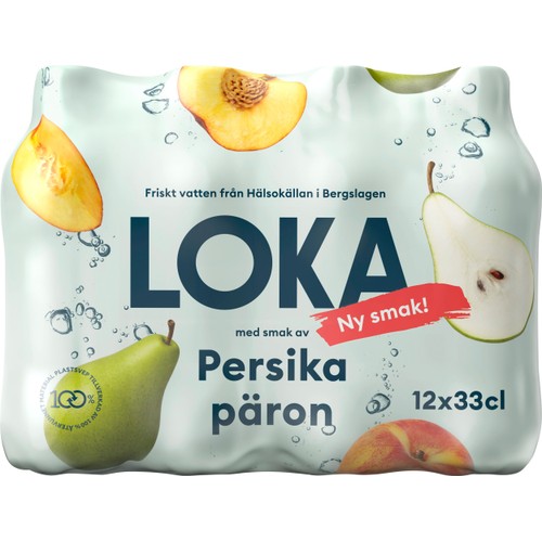 Kolsyrat Vatten Persika/Päron 6-p 33cl Loka