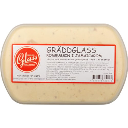 Gräddglass Rom med romrussin 1L Bohlins Glass