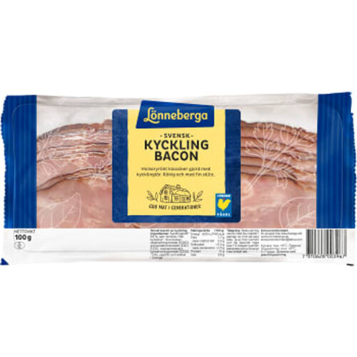 Kycklingbacon Skivad 94% Kötthalt 100g Lönneberga