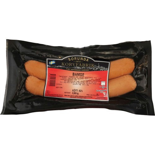 Bamse Grillkorv 62% Kötthalt 240g Sorunda Korvfabrik
