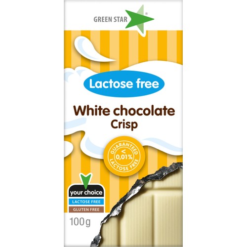 Chokladkaka Vit chokladcrisp Laktosfri 100g Greenstar