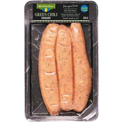 Färskkorv Green Chili 300g ICA Selection