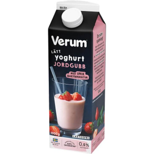 Lätt Yoghurt Jordgubb Laktosfri 0,5% 1000g Verum®