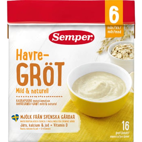Havregröt Naturell Från 6m 480g Semper