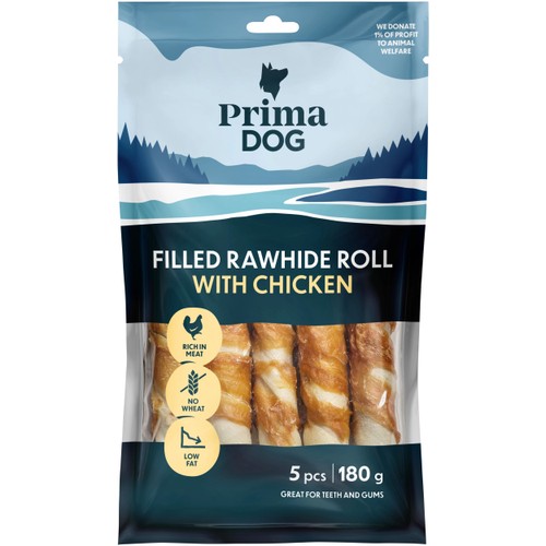 Fylld Tuggrulle med kyckling 5-p 180g PrimaDog