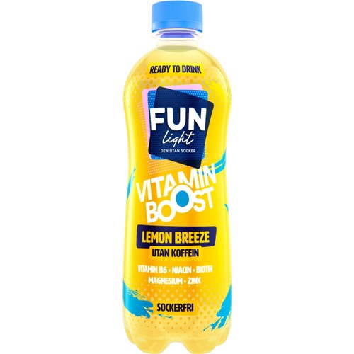 Sockerfri Dryck Vitamin Boost Lemon Breeze 500ml Fun Light