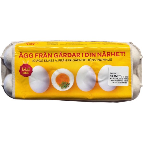 Ägg Från Frigående Höns Inomhus M/L 10st Alsbo