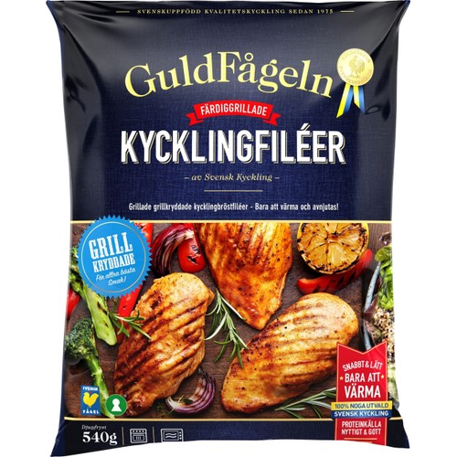 Grillade kycklingbröstfiléer grillkrydda Fryst 540g Guldfågeln
