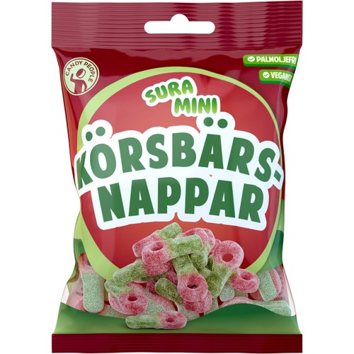 Vingummin Sura Mini Körsbärsnappar 70g Candypeople