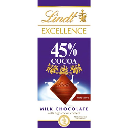 Chokladkaka Excellence Mjölkchoklad 45% kakao 80g Lindt