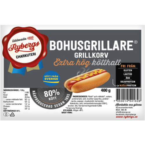 Bohusgrillare 80% Kötthalt 400g Rybergs Charkuteri