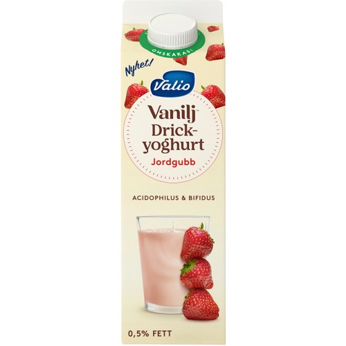 Drickyoghurt Vanilj Jordgubb 0,5% 950g Valio