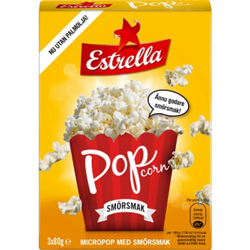 Micropopcorn Smörsmak 3-p 240g Estrella 