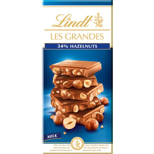 Chokladkaka LES GRANDES Mjölkchoklad Hasselnöt 150g Lindt